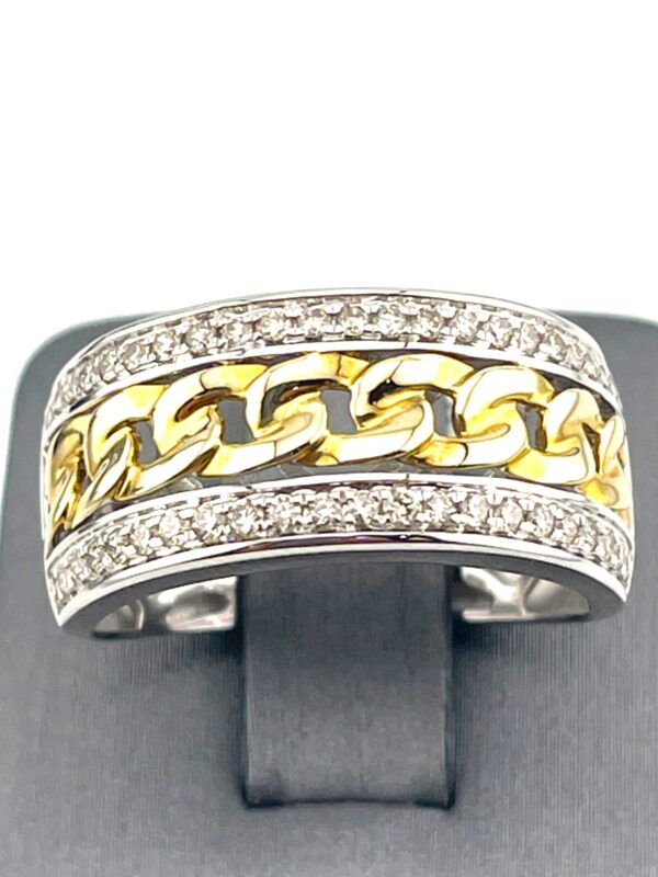 0.50Ctw RD Cuban Chain Style Ring10K Two-Tone Men's Ring