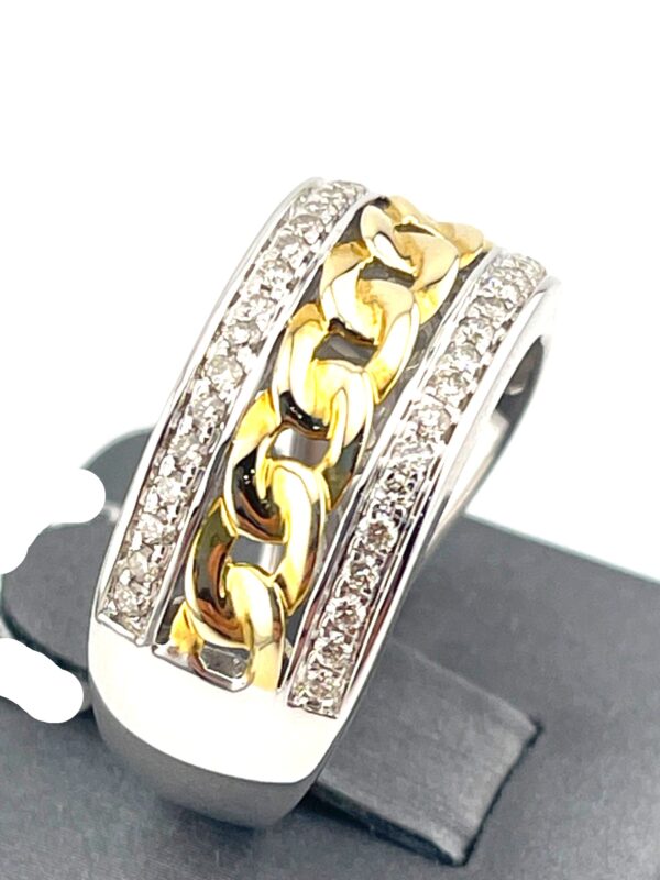 0.50Ctw RD Cuban Chain Style Ring10K Two-Tone Men's Ring - Image 2