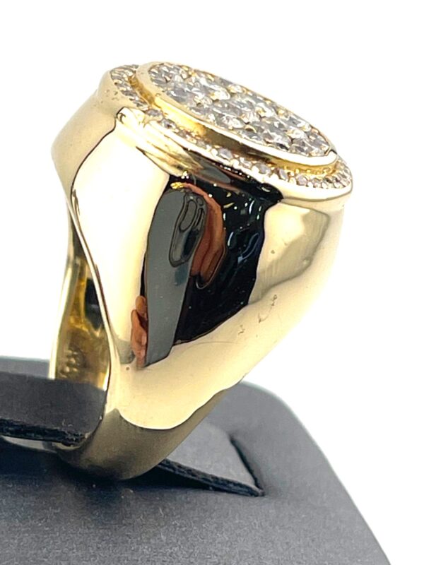 1.50Ctw Diamond 14K Yellow Gold Men's Ring - Image 2