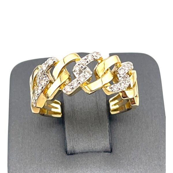 14K Yellow Gold Cuban Link Diamond Ring DIA 0.25Ctw Rd