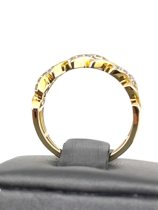 14K Yellow Gold Cuban Link Diamond Ring DIA 0.25Ctw Rd - Image 3