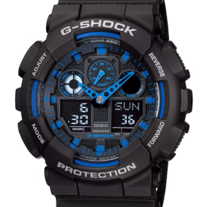 Casio "Three-Eye Monster" Matte Black / Blue Hands & Dial (GA100-1A2)