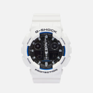 Casio G-Shock "Three-Eye Monster" Gloss White / Black Dial & Blue Hands (GA100B-7A)