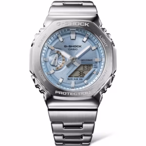 Casio G-Shock Metal Covered  "2100 Metal Series" Stainless Steel / Sky Blue Dial (GM2110D-2A)